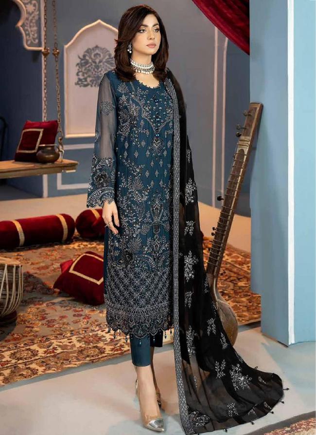 Faux Georgette Blue Party Wear Embroidery Work Pakistani Suit